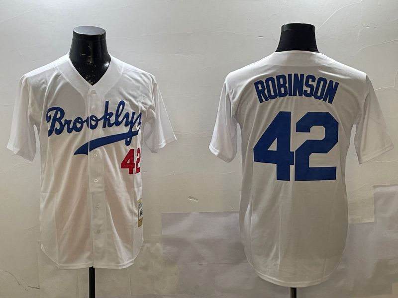 Men Los Angeles Dodgers 42 Robinson White Throwback Game 2025 Nike MLB Jersey style 5